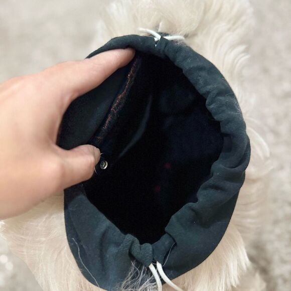 Beige Real Shearling Handmade Drawstring Bucket Bag Includes 4 Fur Balls Charm - Picture 16 of 16